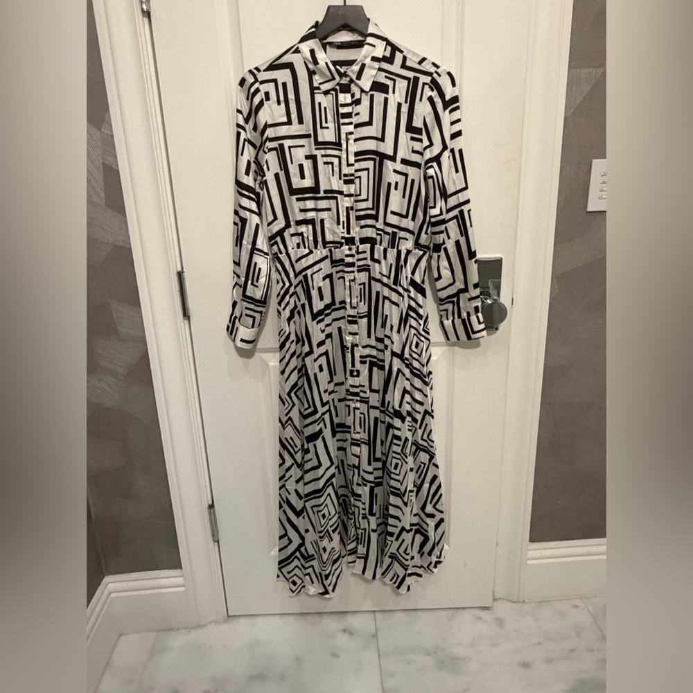 Geometric Black and White Women Dress